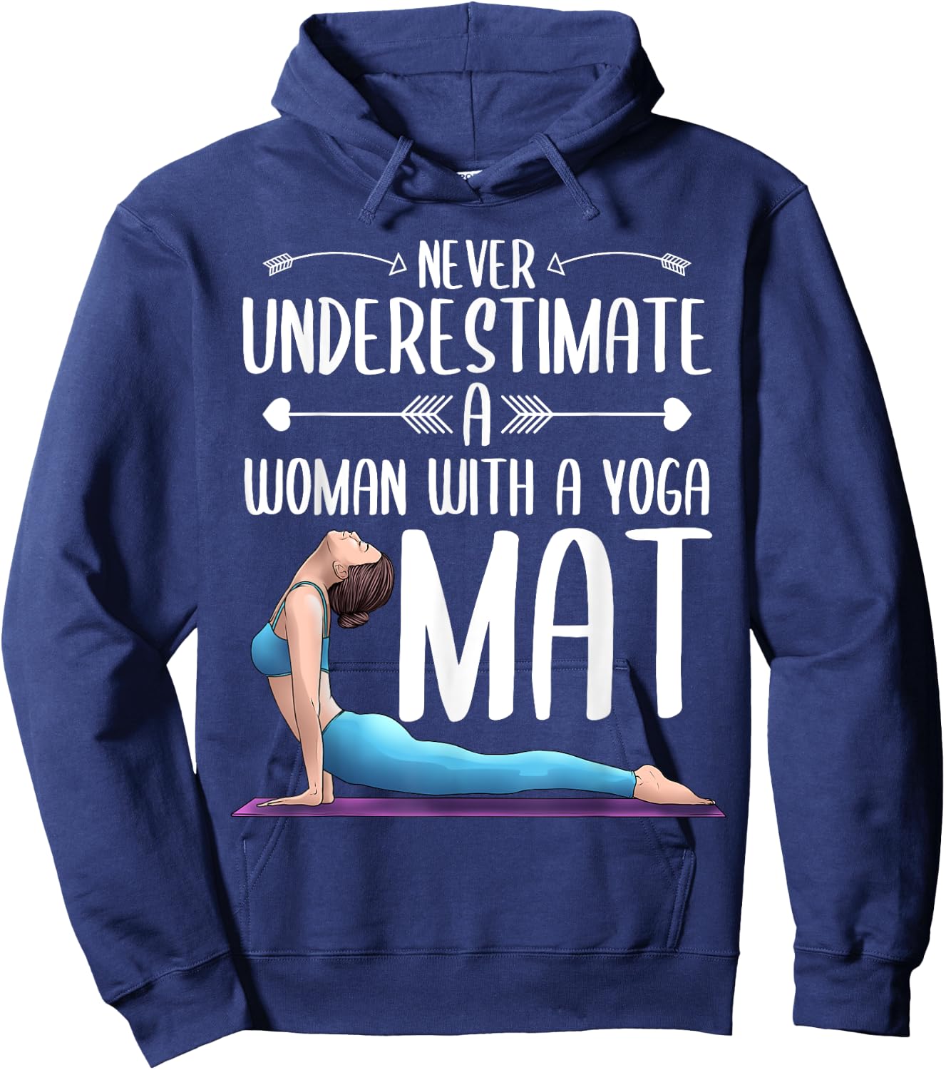 Funny Yoga Gift Women Exercise Mat Lover Fitness Girls Teens Hoodie - Hoodie | Navy