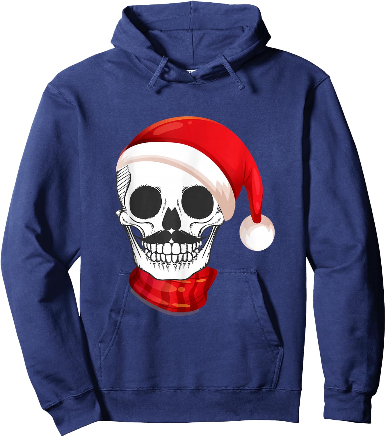 Santa Hat Funny Skull Calavera Navidad Christmas Season Hoodie - Hoodie | Navy