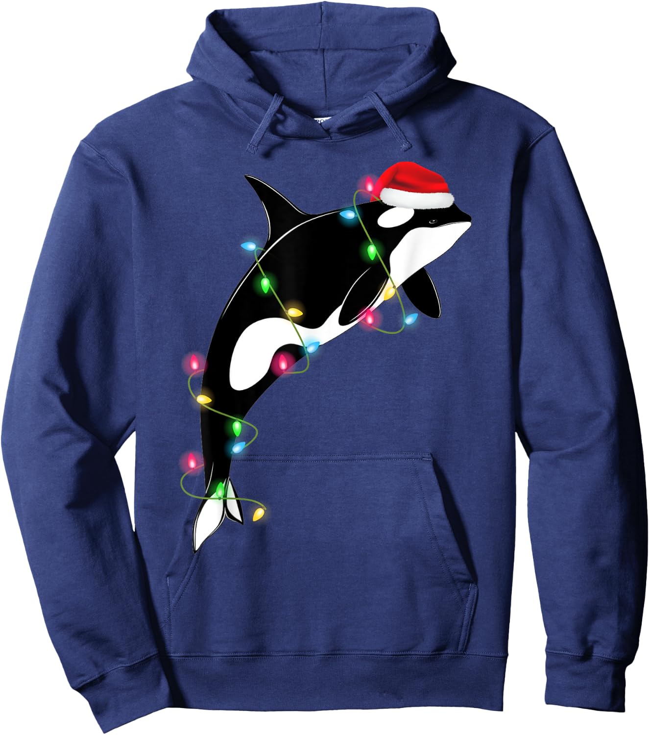 Funny Orca Killer Whale Santa Hat Christmas Sea Animals Hoodie - Hoodie | Navy
