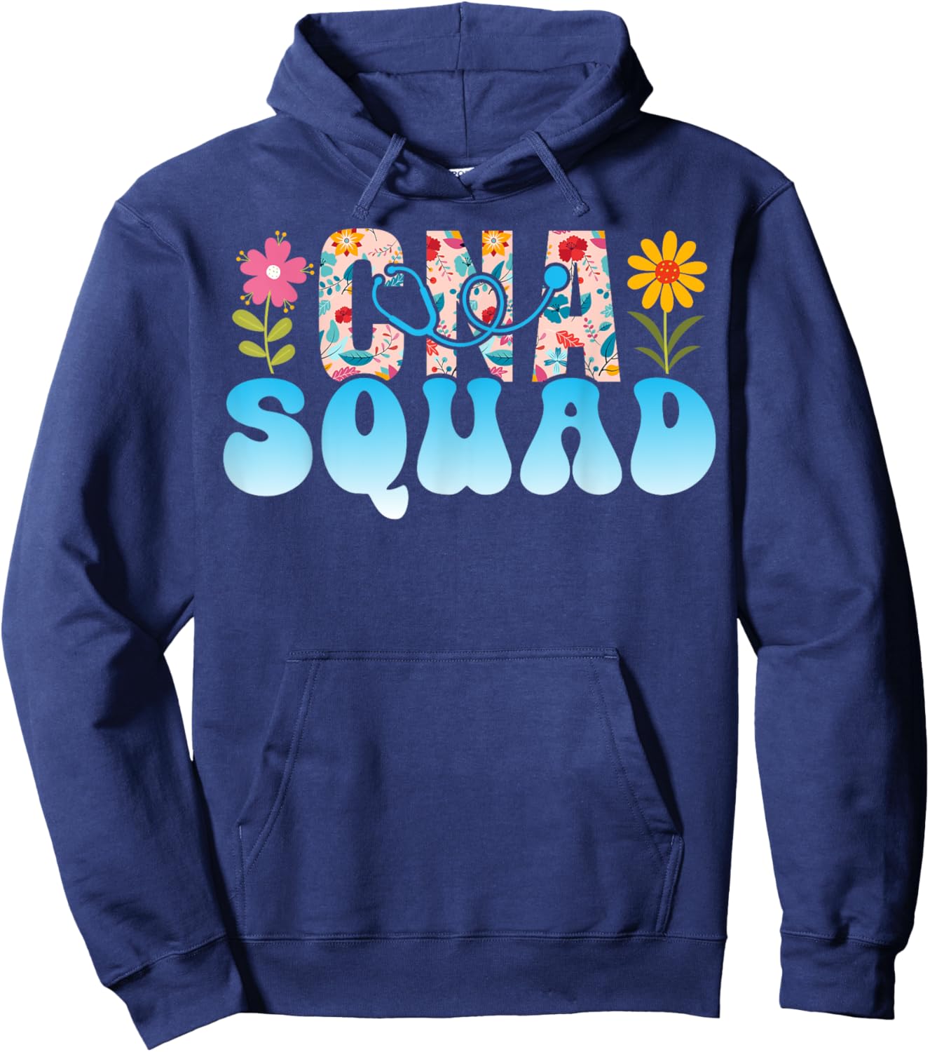 CNA Squad Appreciation Floral Hoodie - Hoodie | Navy