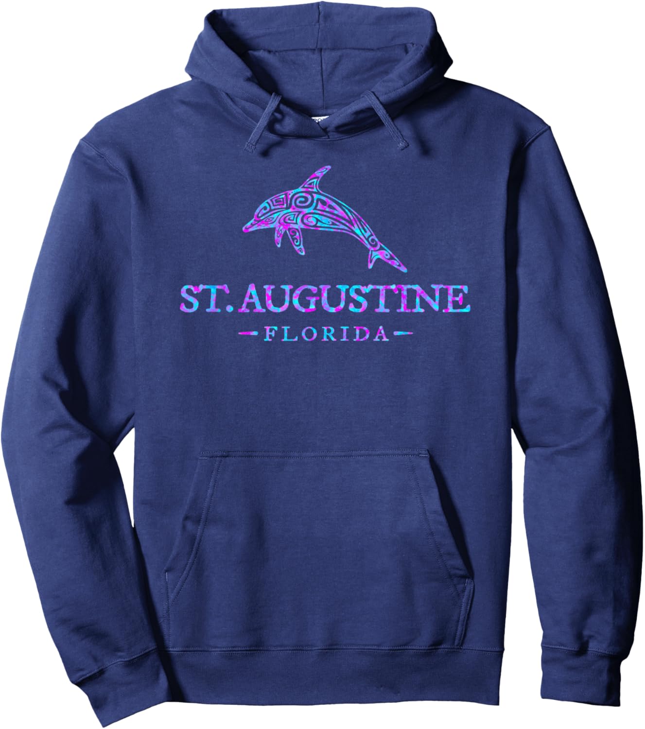 St. Augustine Florida Colorful Dolphin Girls Boys Hoodie - Hoodie | Navy