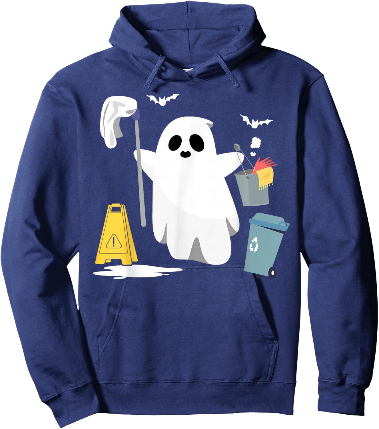 School Custodian Janitor Ghost Halloween Hoodie - Hoodie | Navy