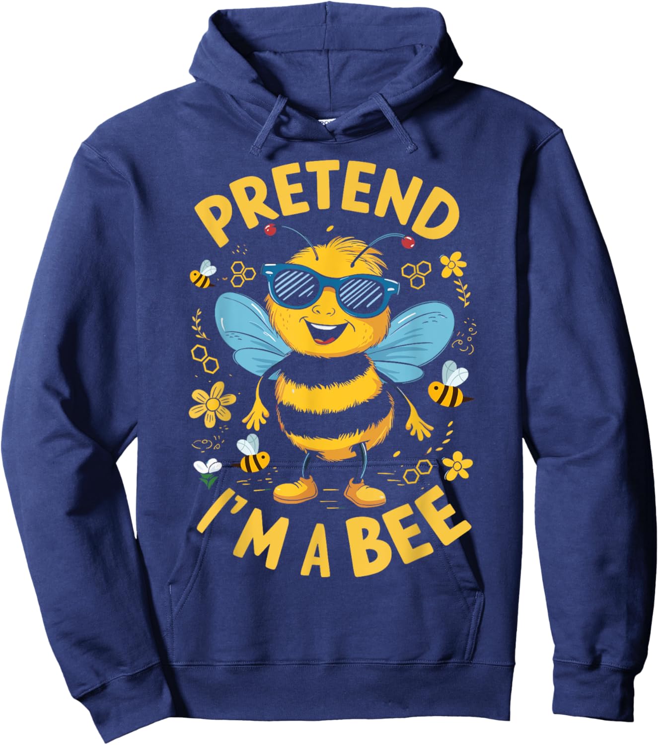 Pretend I'm A Bee Funny Lazy Halloween Matching Costume Hoodie - Hoodie | Navy