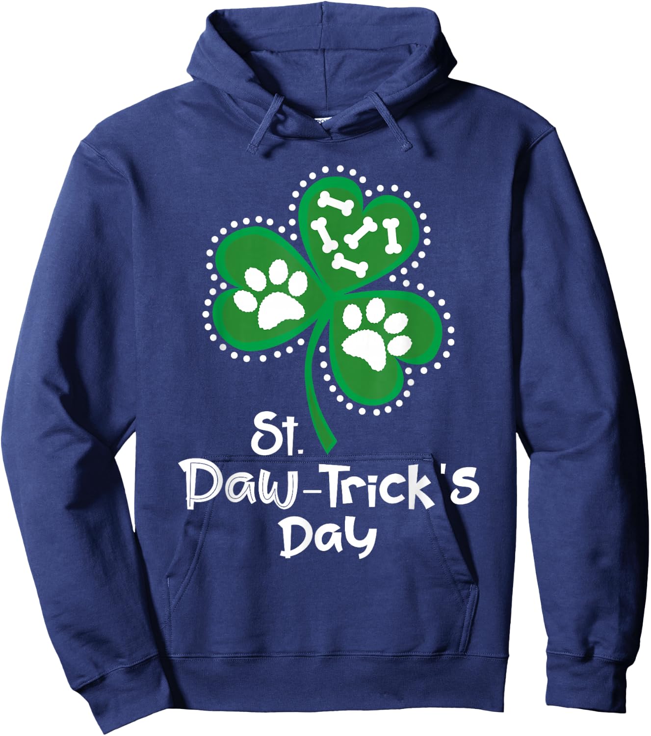 St Patrick's Day Gifts for Dog Lovers Paw Print Dog Owner Jersey Hoodie - Hoodie | Navy