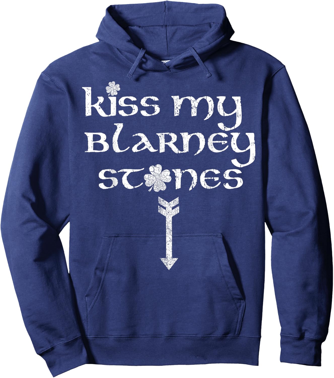 Funny St. Patrick's Day Kiss My Blarney Stones Vintage Hoodie - Hoodie | Navy