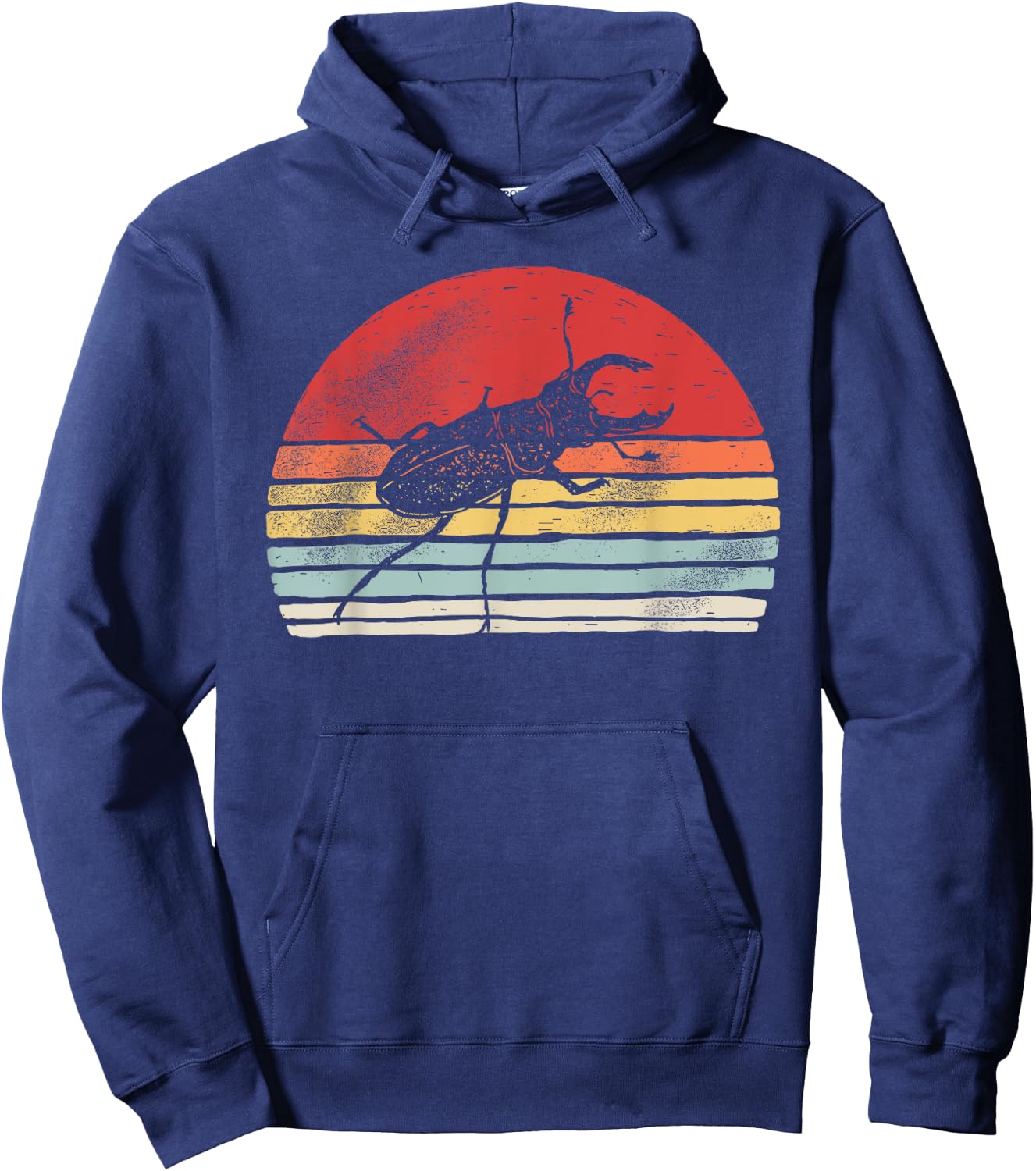 Vintage Retro Stag Beetle Hoodie - Hoodie | Navy