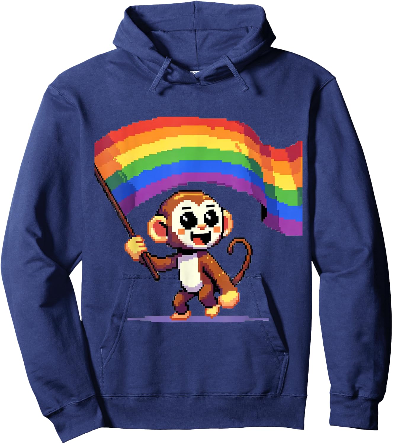 Pixel Monkey Rainbow Lesbian Gay CSD Pride Party Queer LGBT Hoodie - Hoodie | Navy