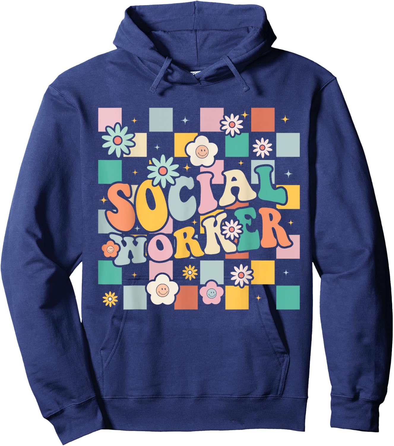 Social Worker Social Work Month Funny Work Love groovy Hoodie - Hoodie | Navy