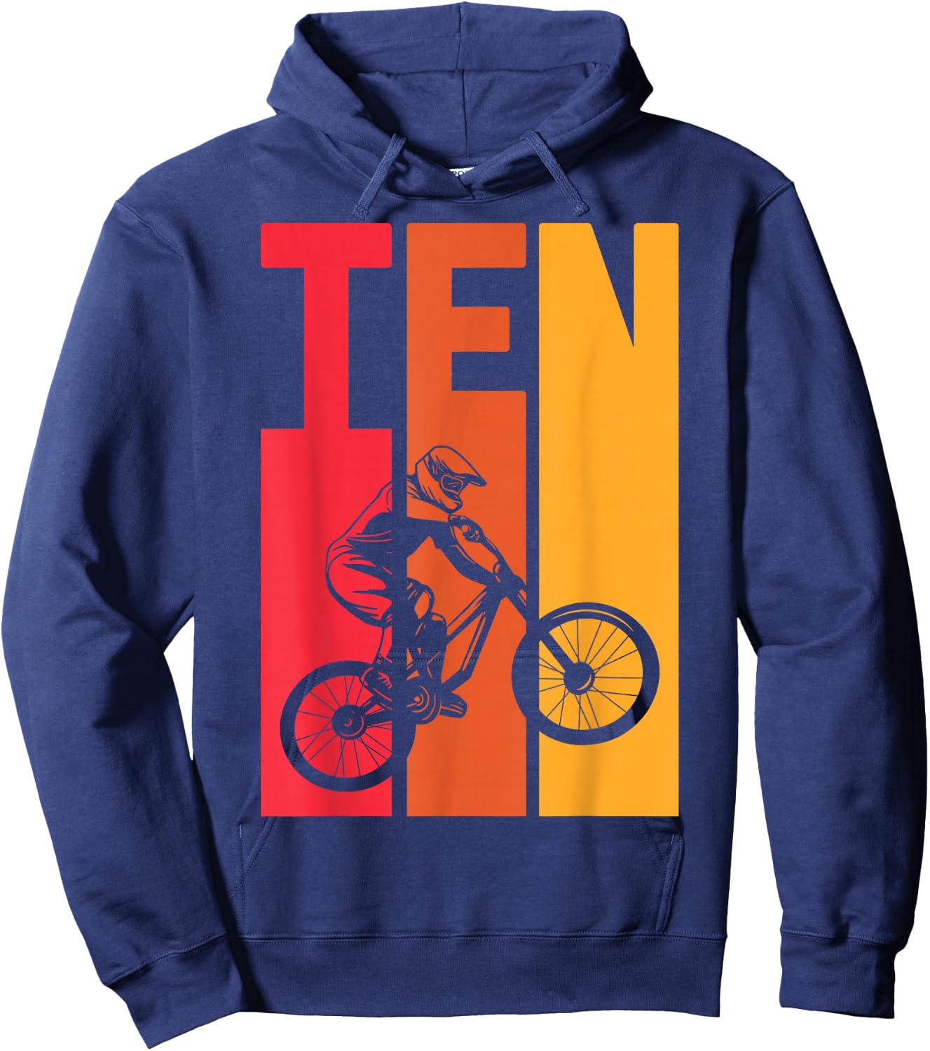 10 Year Old MTB Birthday Party Boys Downhill Mountainbike Hoodie - Hoodie | Navy