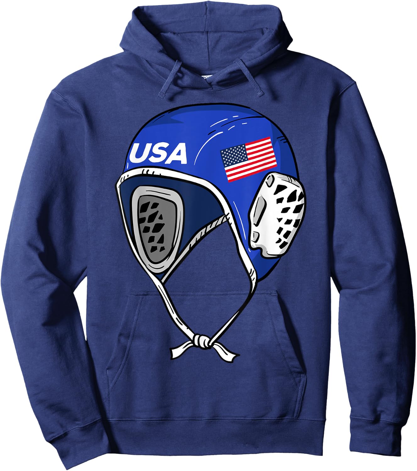 Water Polo Cap Patriotic Player American Flag Swimmer Fan Hoodie - Hoodie | Navy