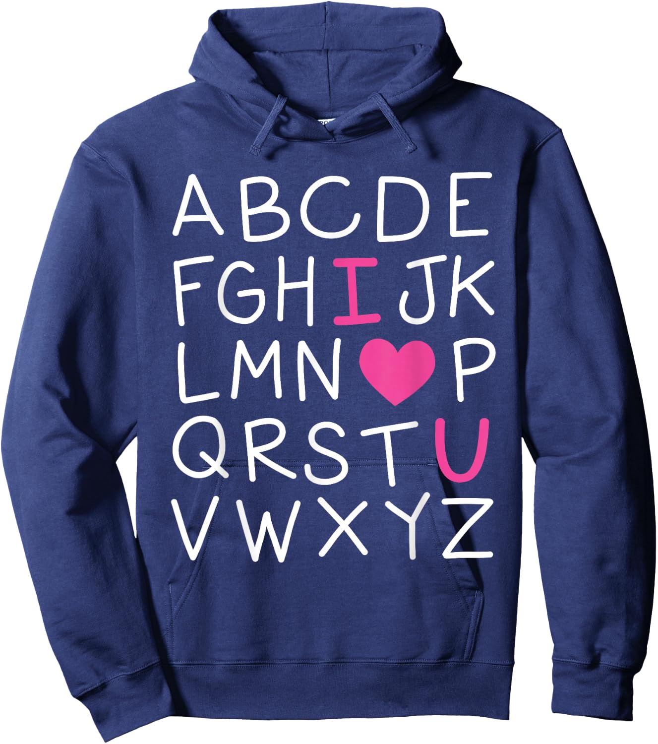 Valentines Day ABC I Love You Alphabet Teacher Girls Boys Hoodie - Hoodie | Navy