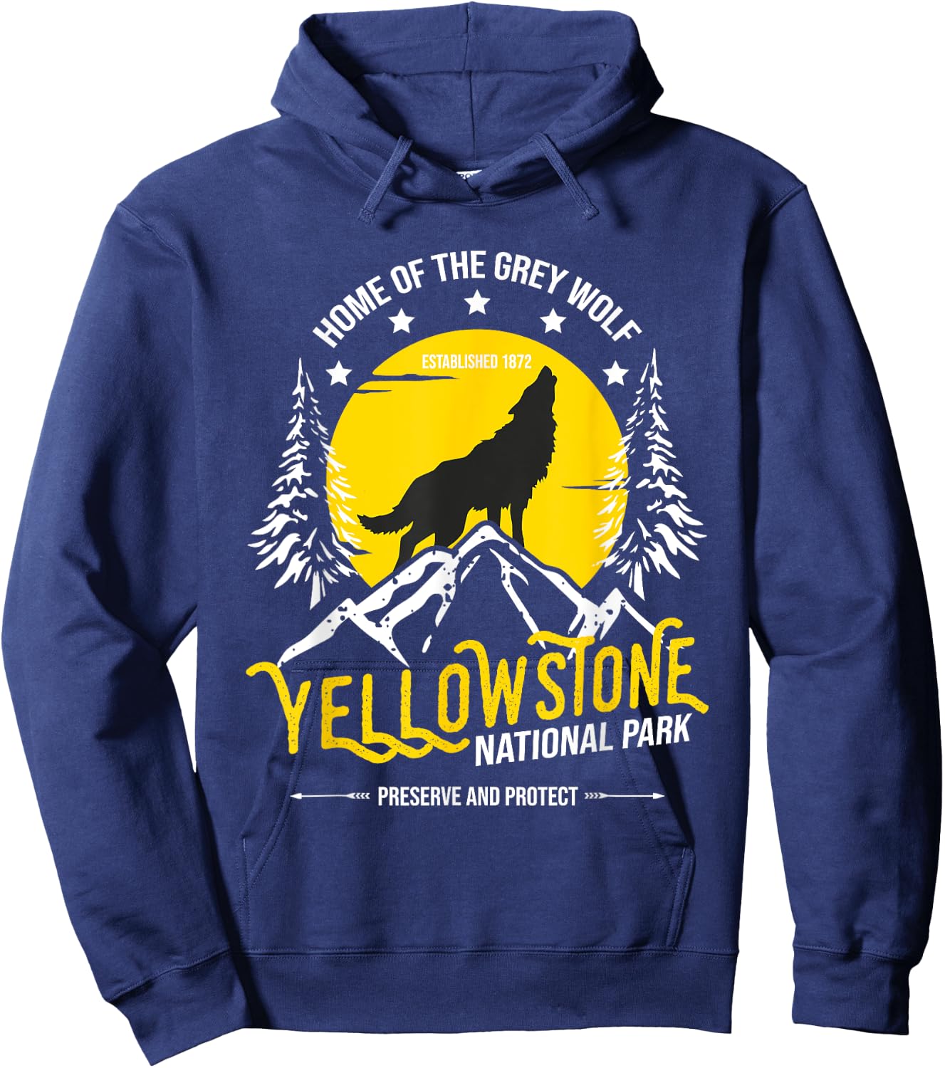 Yellowstone National Park Grey Wolf - Hiking & Camping Lover Hoodie - Hoodie | Navy