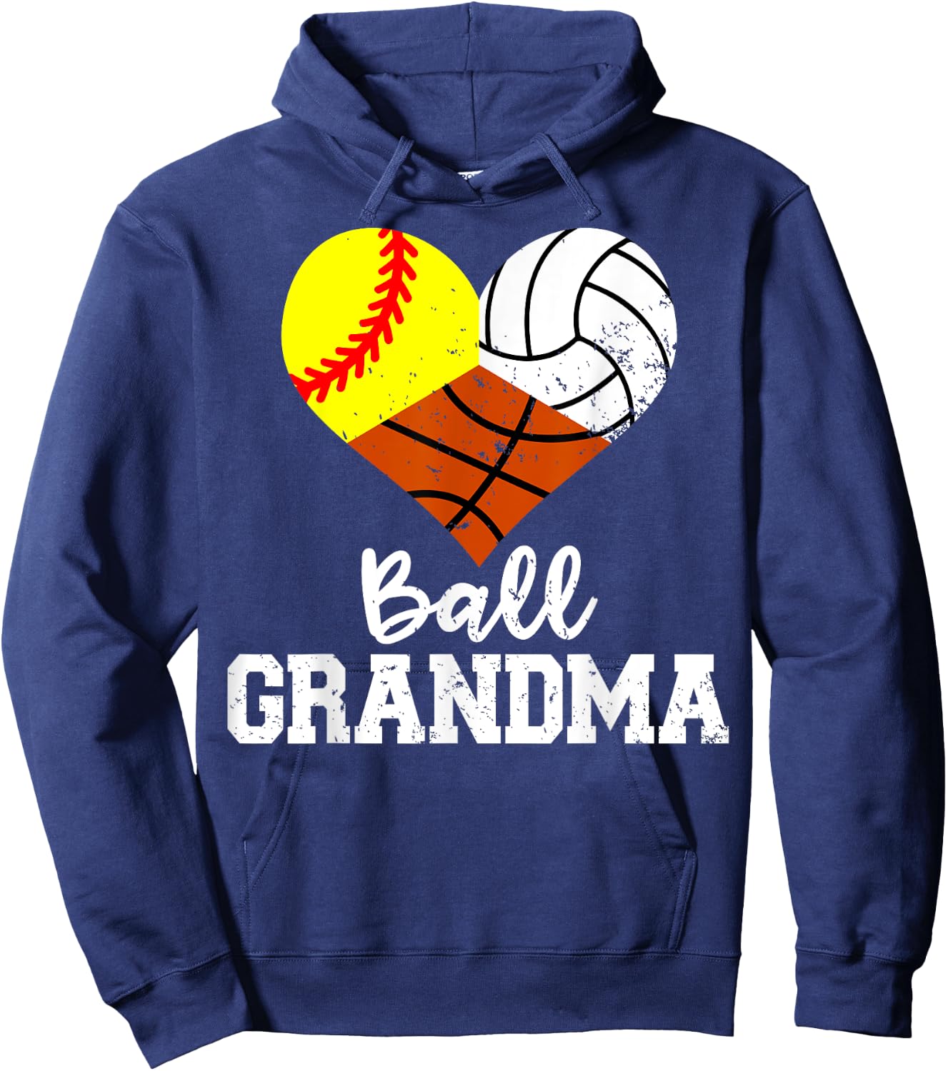 Ball Grandma Funny Softball Volleyball Basketball Hoodie - Hoodie | Navy