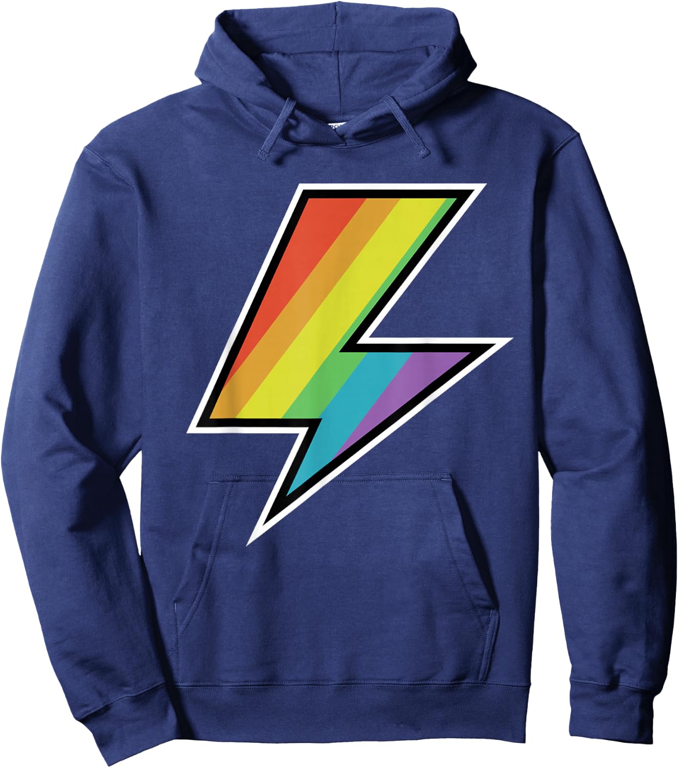 Cool Vintage Rainbow Lightning Bolt LGTBQ Pride Hoodie - Hoodie | Navy