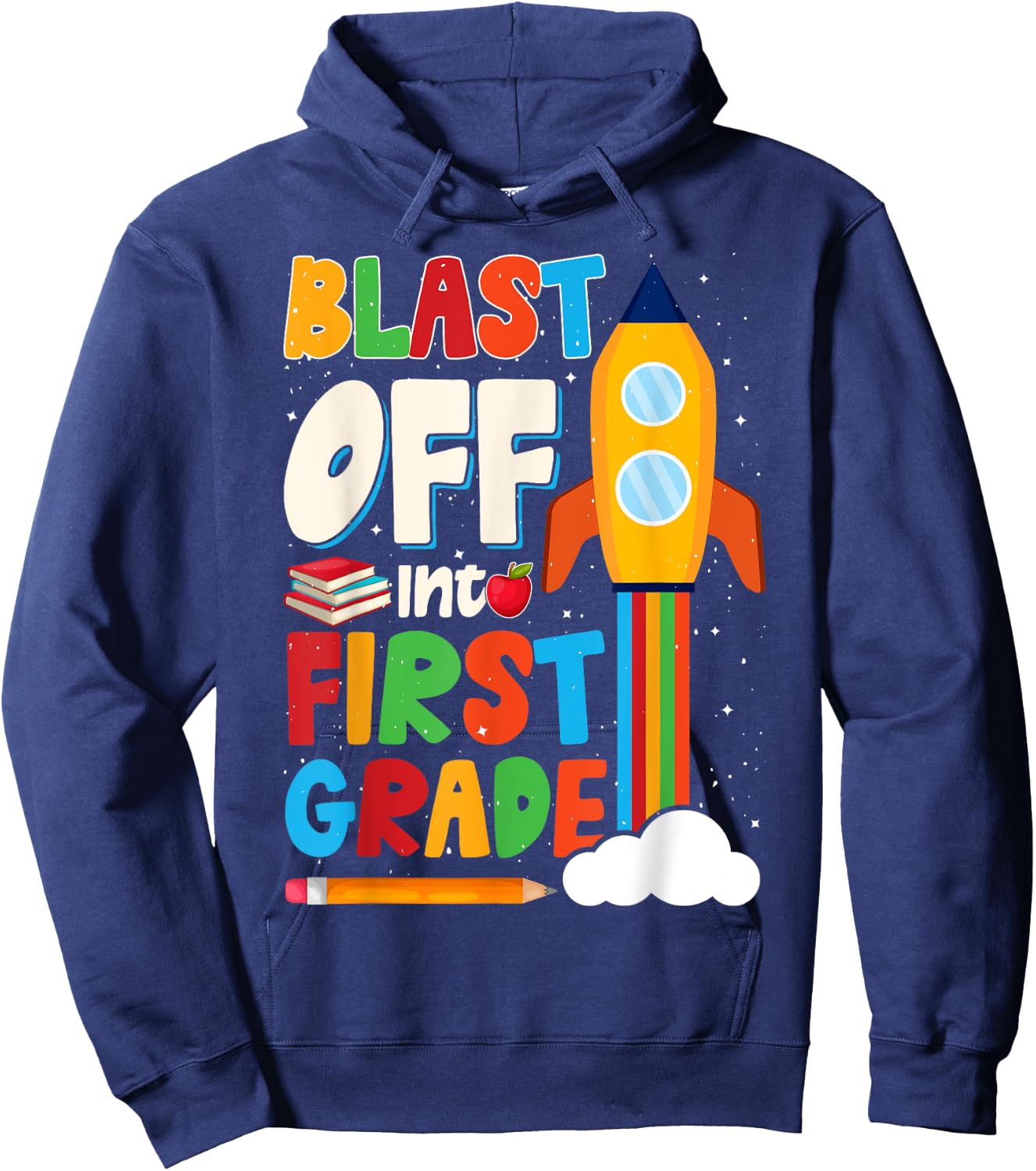 Blast Off Into 1st Grade First Day of School Kids Hoodie - Hoodie | Navy