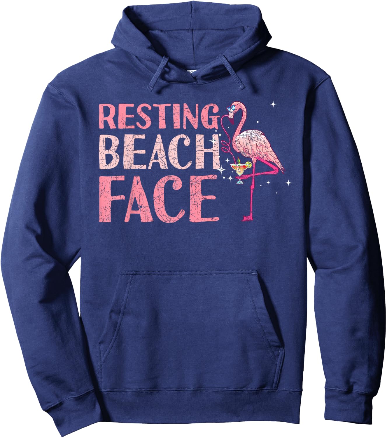 Resting Beach Face Flamingo Hoodie - Hoodie | Navy