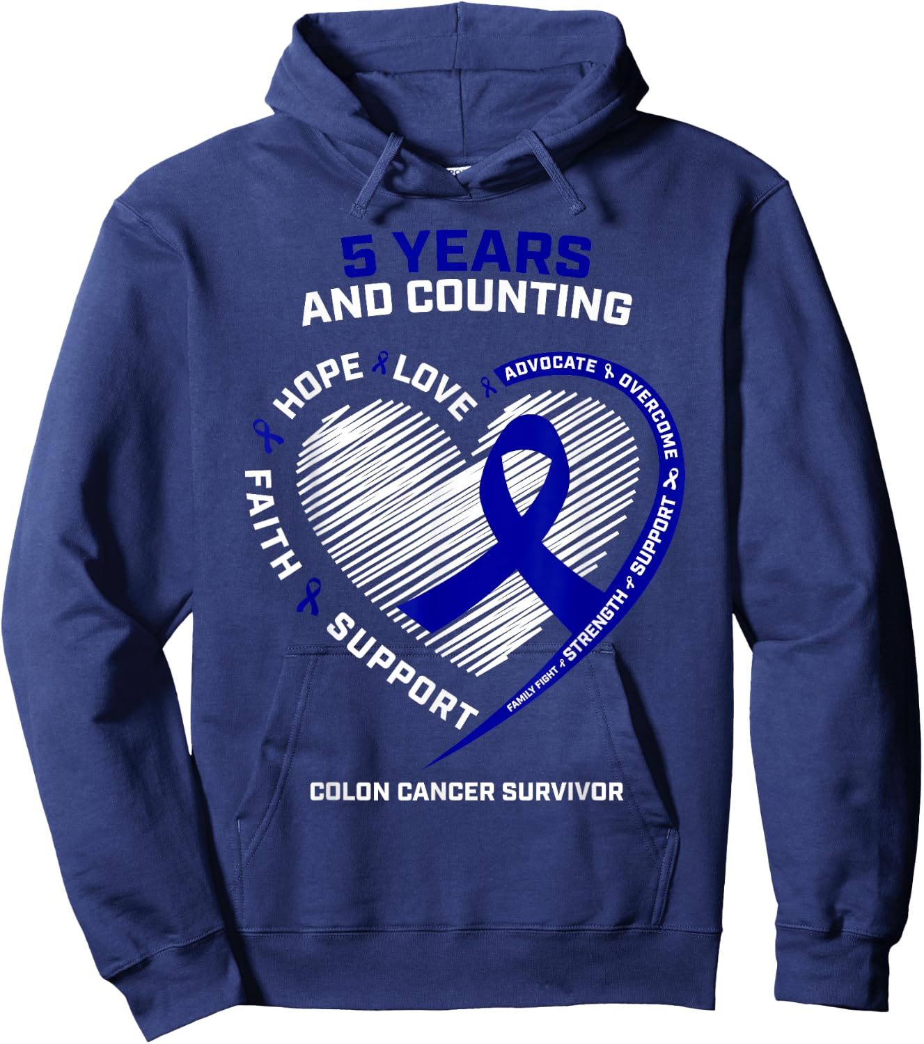5 Years Cancer Free Colon Cancer Survivor Gifts Women Men Hoodie - Hoodie | Navy