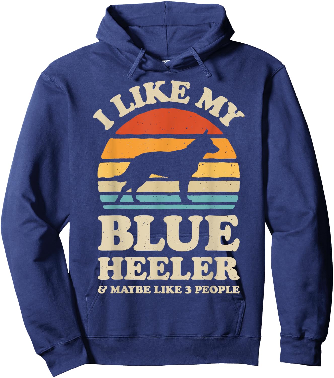 I Like My Blue Heeler Australian Cattle Dog Retro Vintage Women Girls Kids Hoodie - Hoodie | Navy