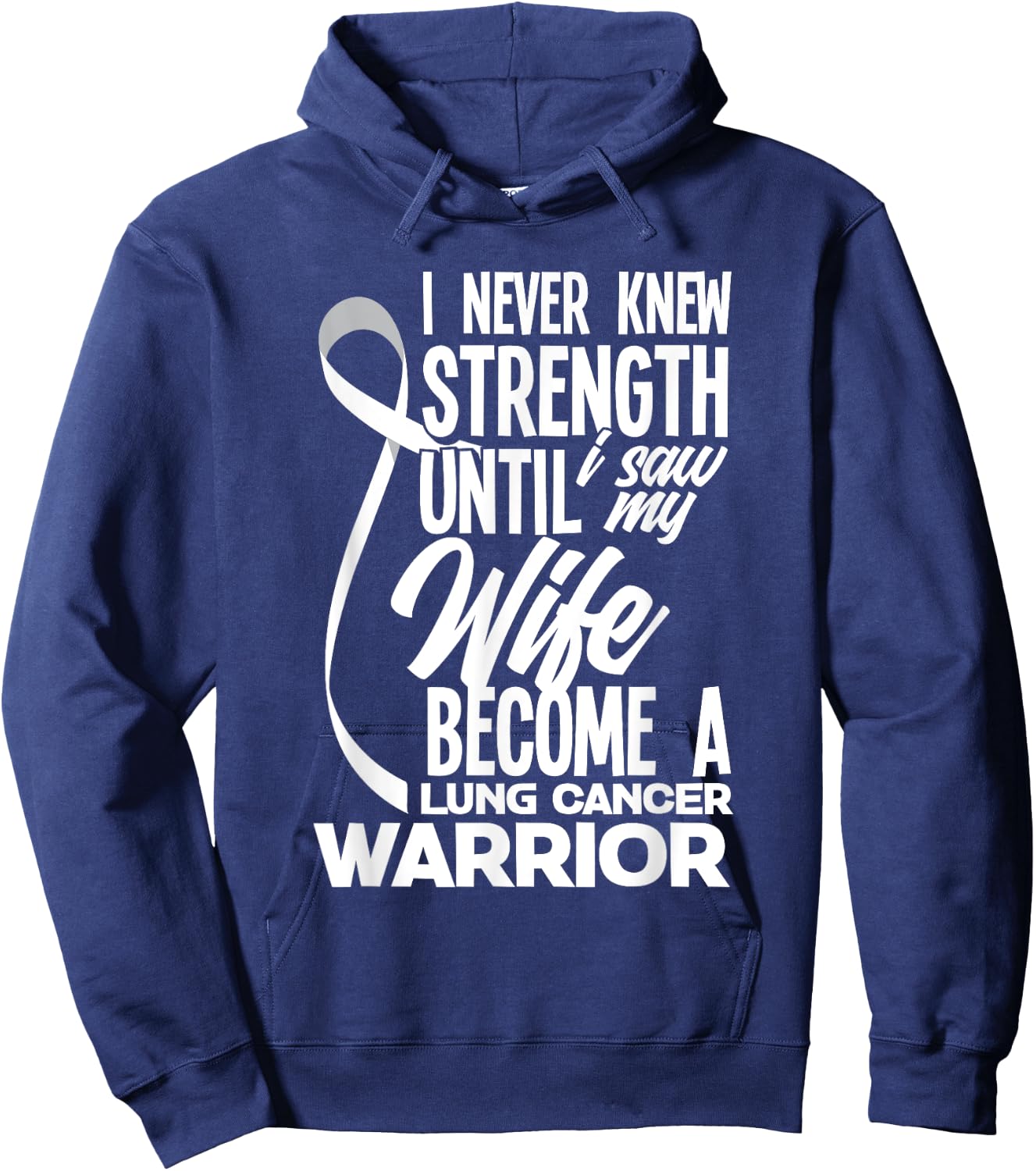 Proud Husband Of A Lung Cancer Warrior Wife Lung Cancer Hoodie - Hoodie | Navy