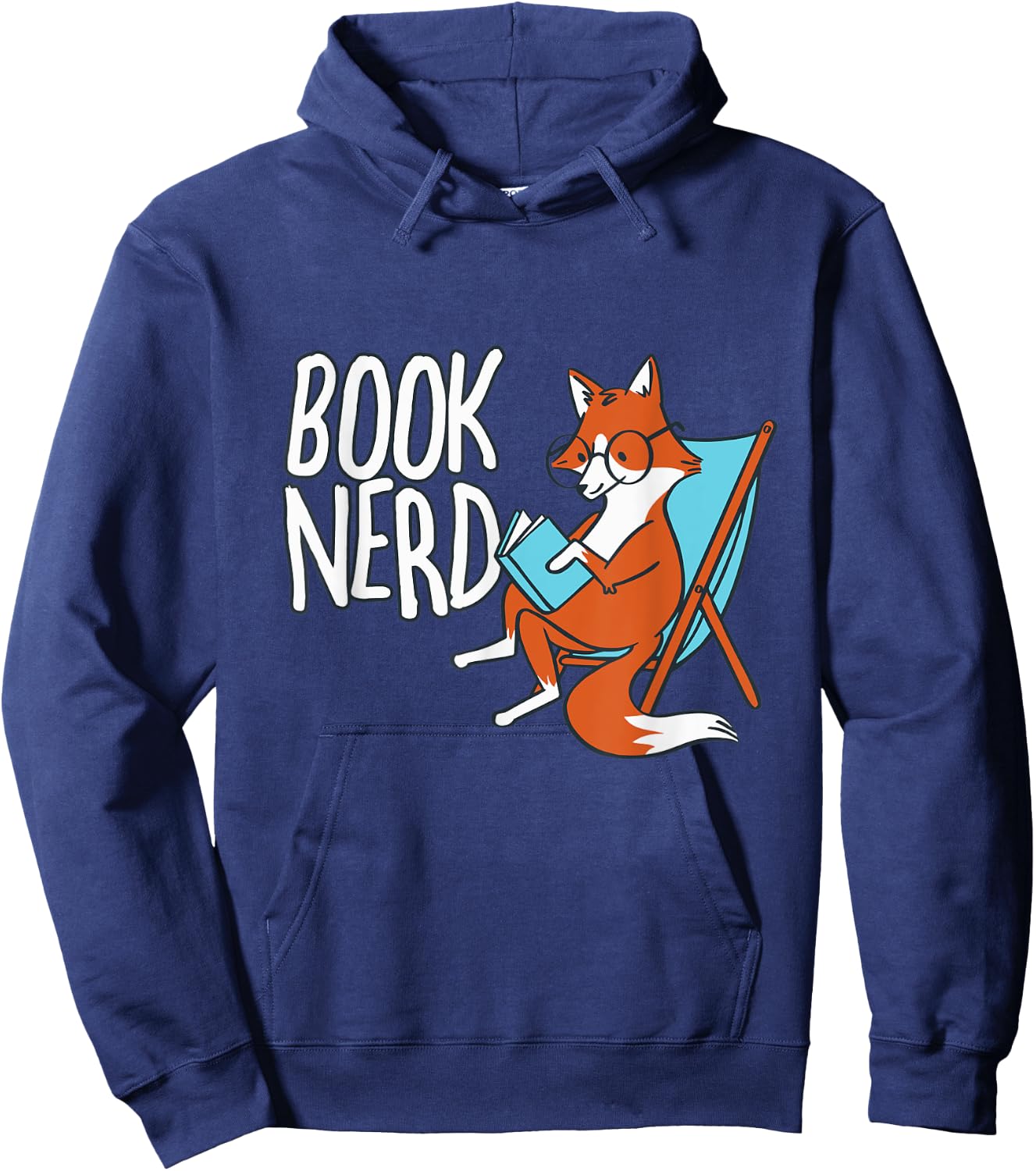 Fox Book Reading Retro Nerd Funny Librarian Boys Girls Kids Hoodie - Hoodie | Navy