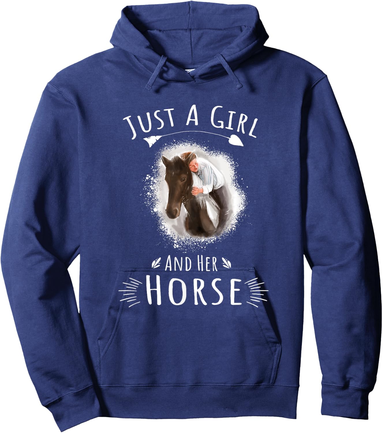 Just A Girl And Her Horse Quote Horseback Riding Hoodie - Hoodie | Navy