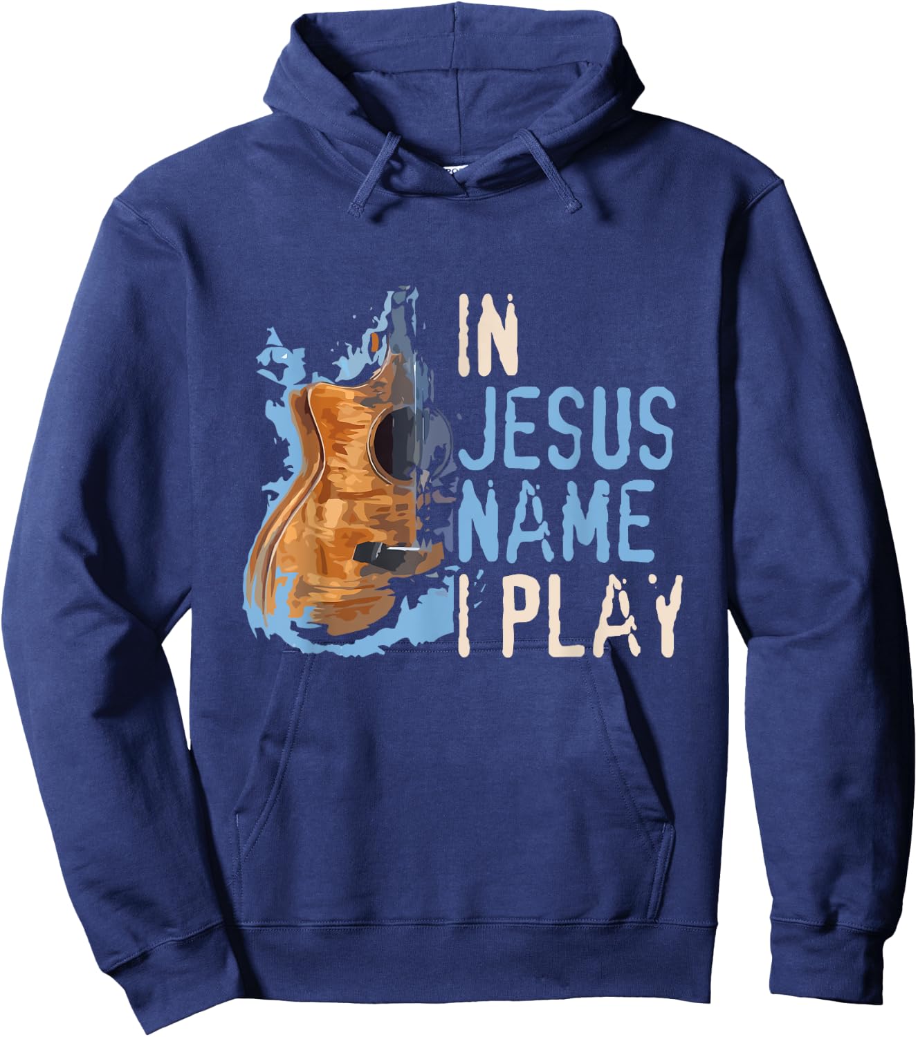 In Jesus Name I Play Guitar - Christian Music Player Gift Hoodie - Hoodie | Navy