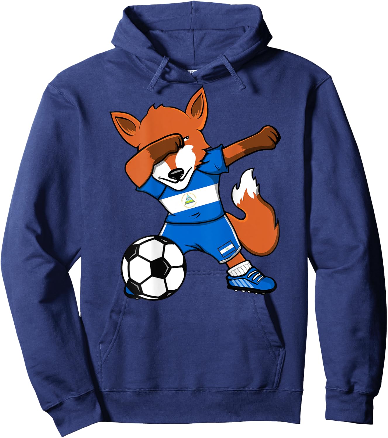 Dabbing Fox Nicaragua Soccer Fans Jersey Nicaragua Football Hoodie - Hoodie | Navy