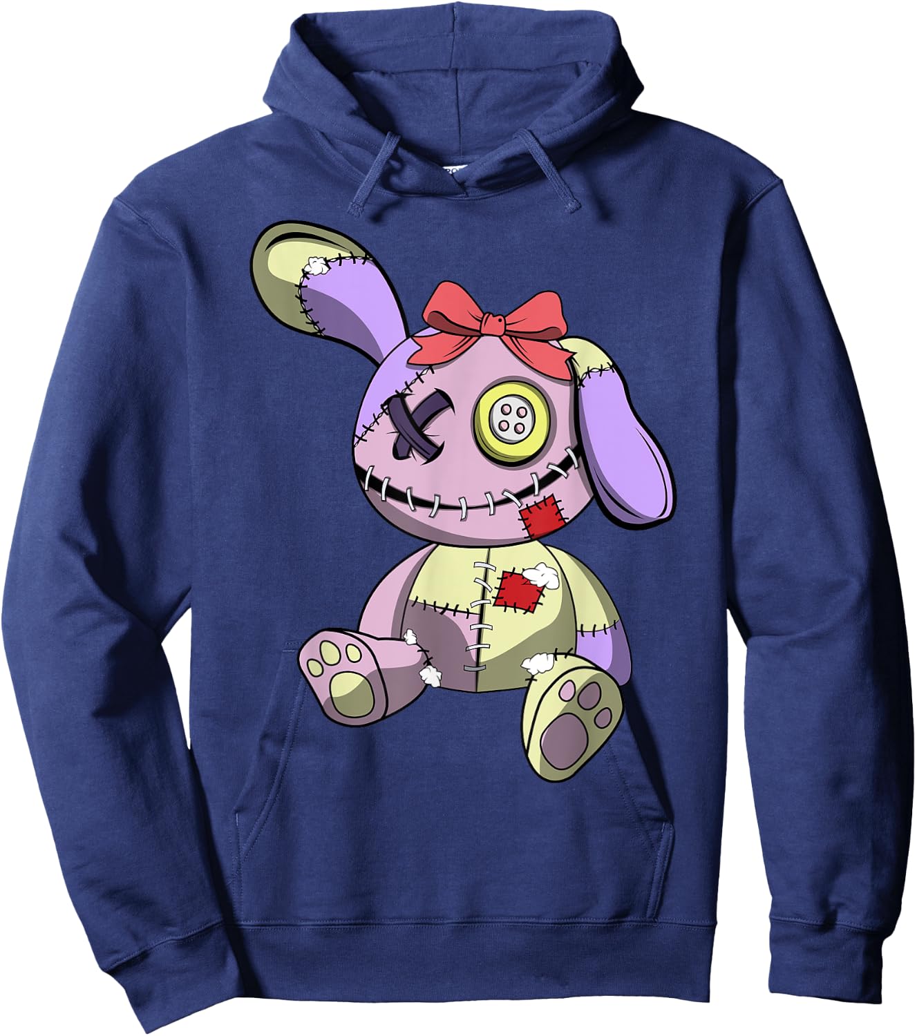 Japanese Kawaii Pastel Goth Cute Anime Creepy Teddy Bear Hoodie - Hoodie | Navy