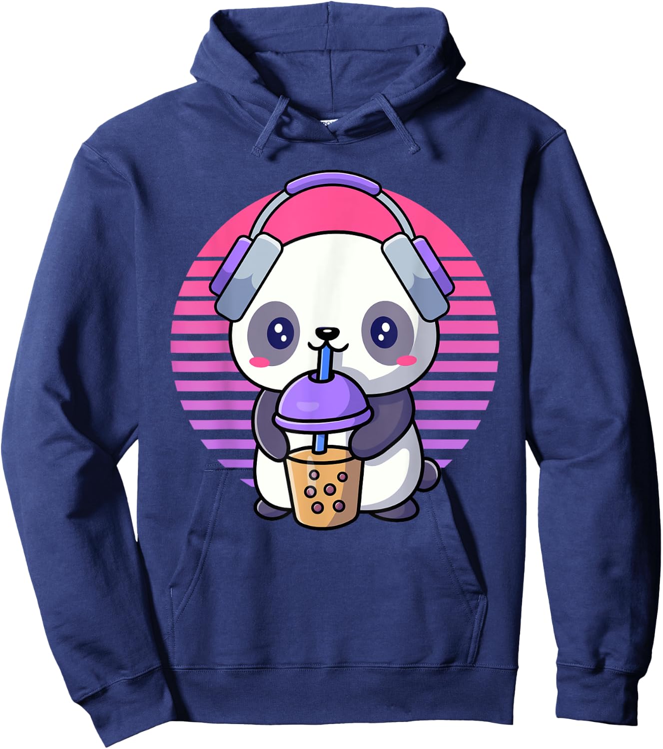 Retro K-Pop Shirts For Teen Girls Women KPop And Bubble Tea Hoodie - Hoodie | Navy