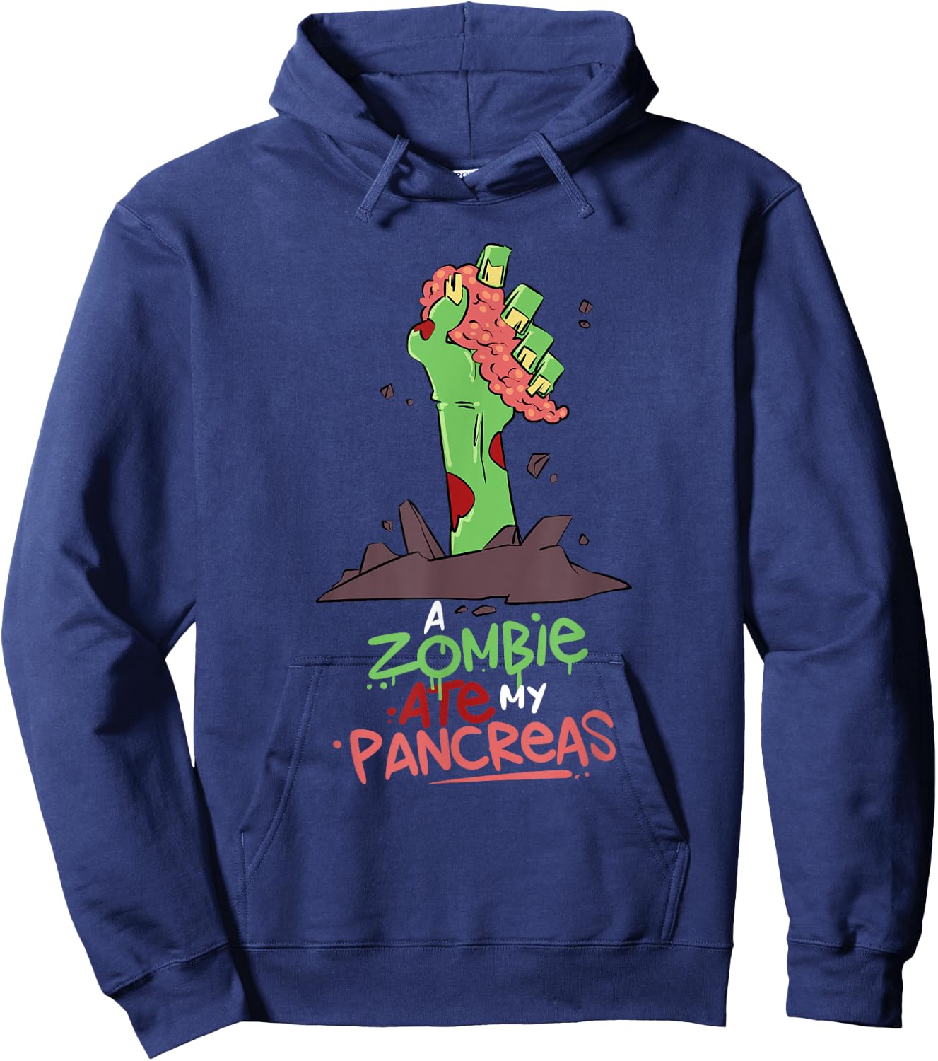 A Zombie Ate My Pancreas Type 1 Diabetes T1D Awareness Hoodie - Hoodie | Navy