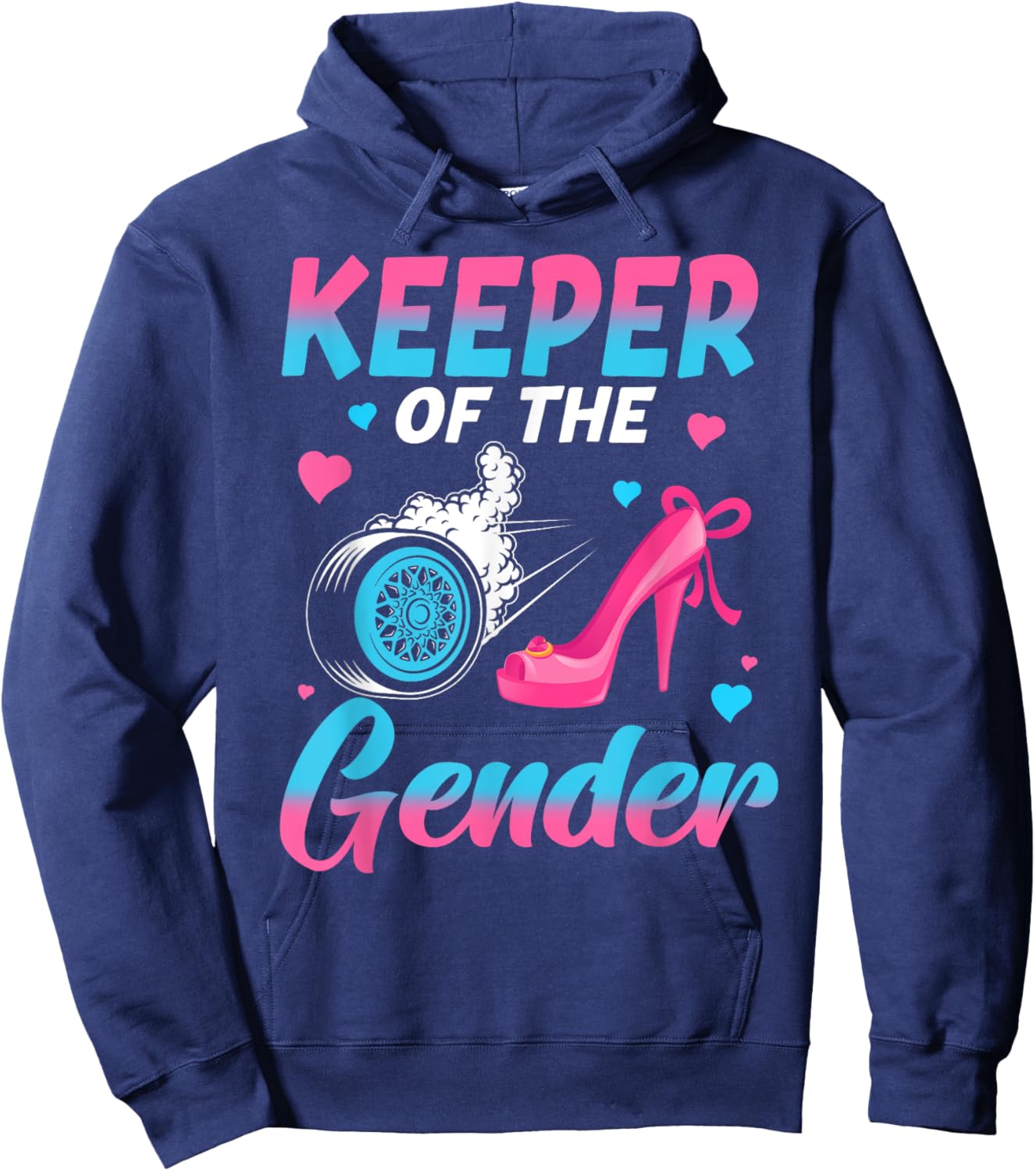 Wheels or Heels Keeper Of The Gender Baby Reveal Party Hoodie - Hoodie | Navy