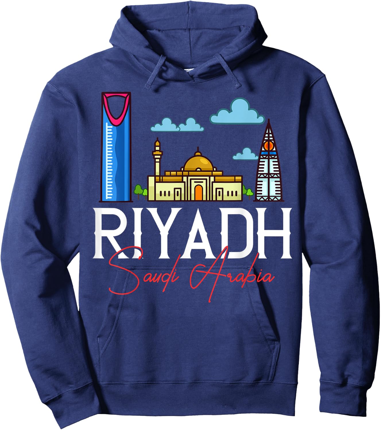 Riyadh Saudi Arabia City Skyline Map Travel Hoodie - Hoodie | Navy
