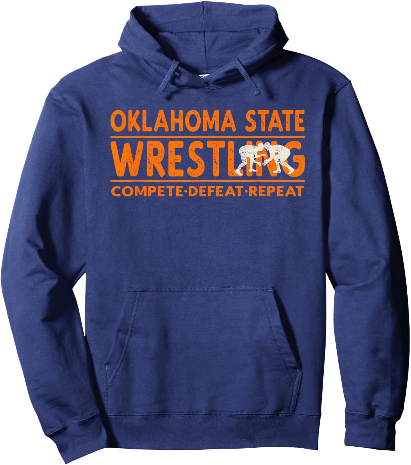 Oklahoma State Wrestling - Compete Defeat Repeat Hoodie - Hoodie | Navy