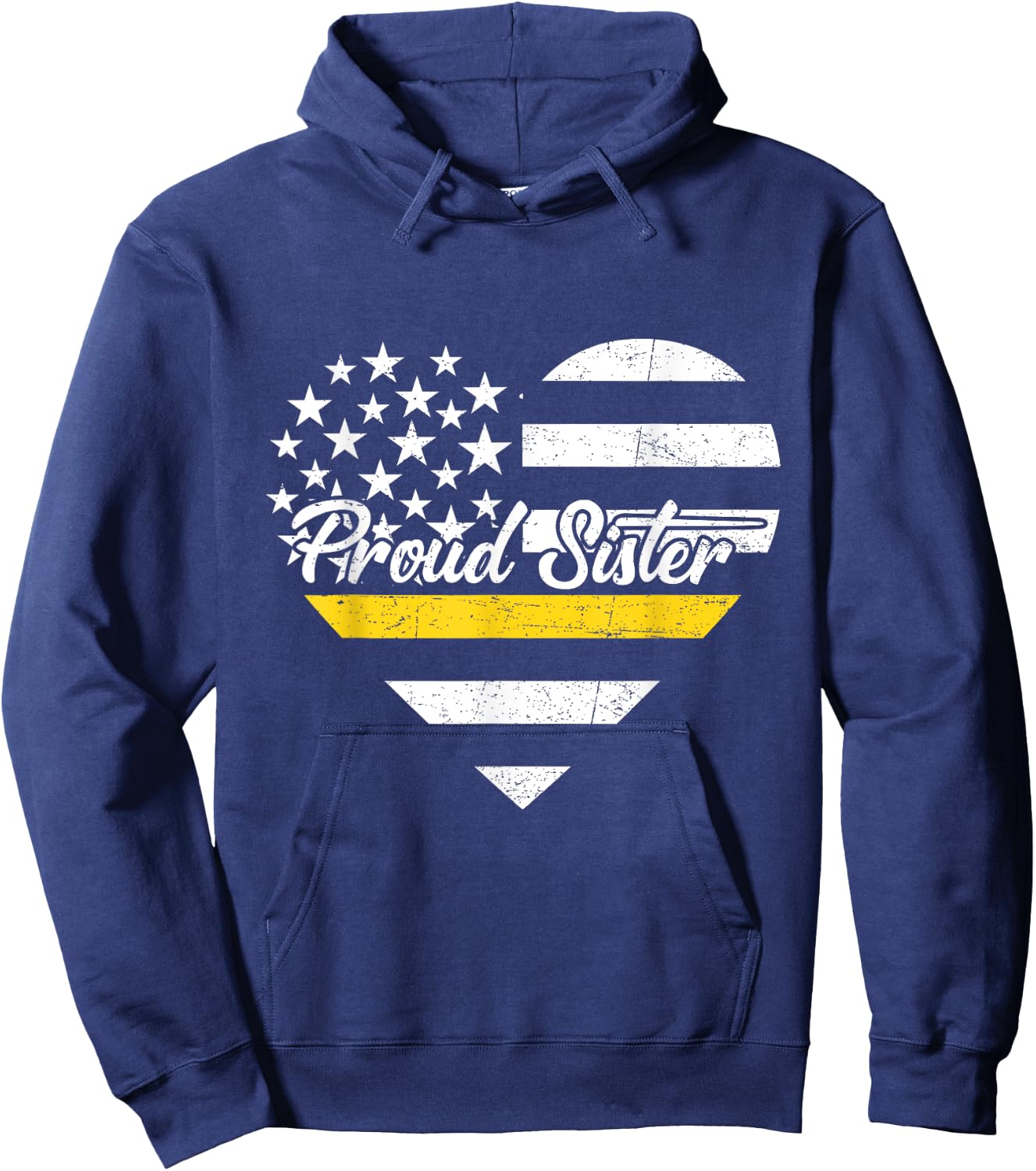 Proud Sister Of 911 Dispatcher Thin Gold Line Heart Hoodie - Hoodie | Navy