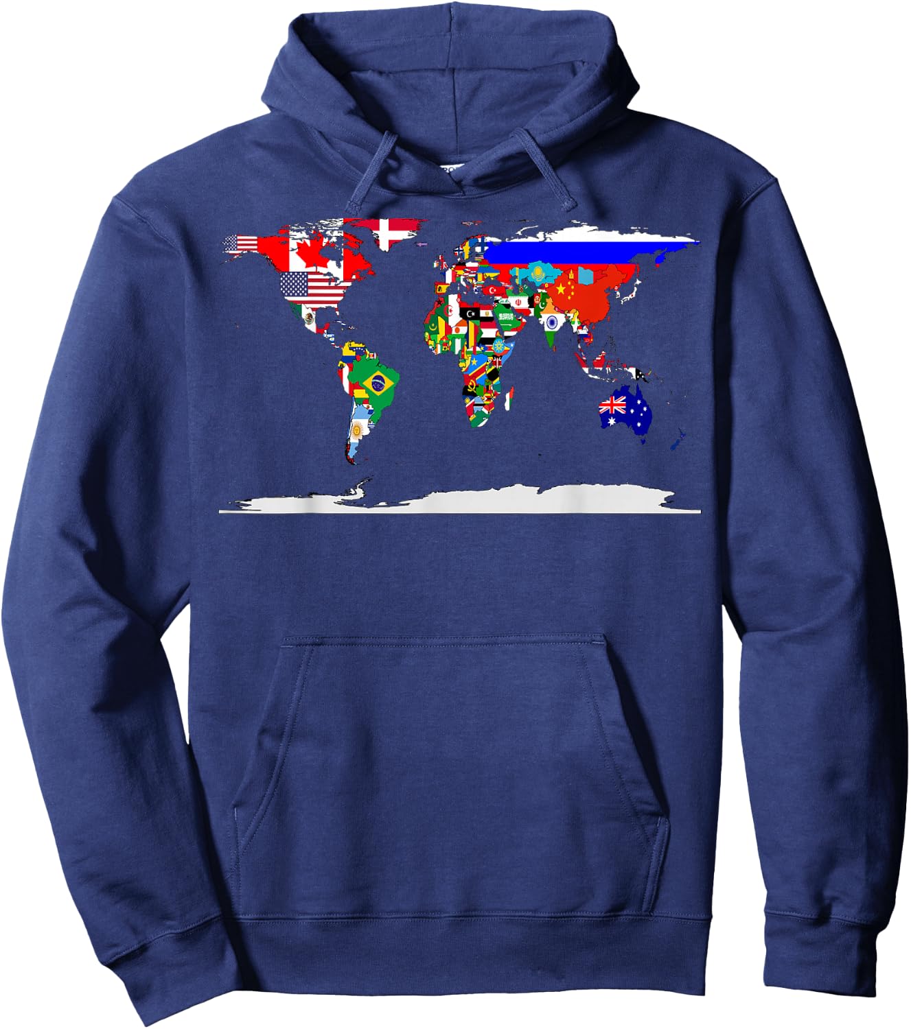 Map of The World and Flags of The Countries of The World Hoodie - Hoodie | Navy