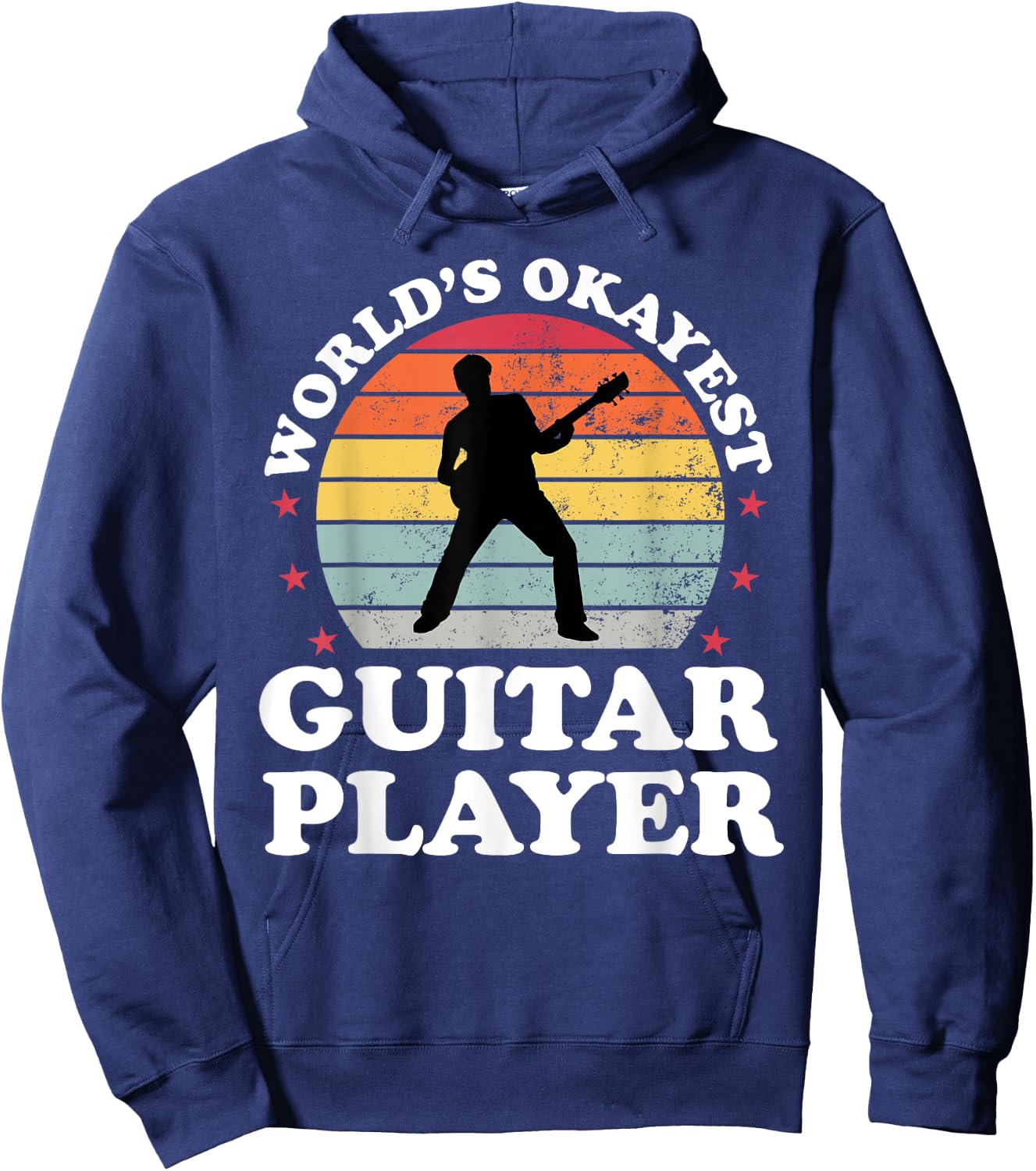 Retro Worlds Okayest Guitar Player Guitarist Funny Musician Hoodie - Hoodie | Navy