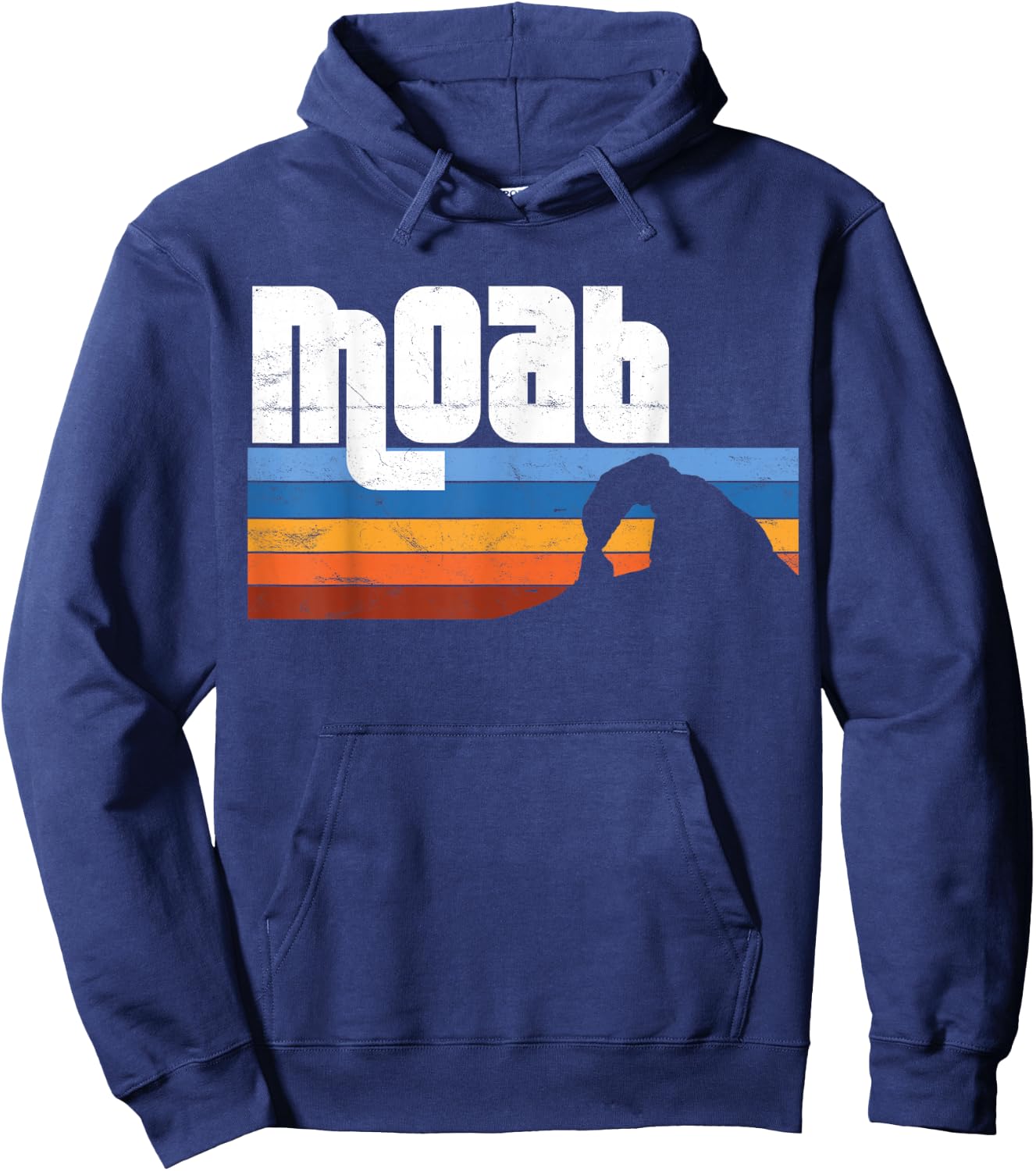Moab Utah UT Arches Canyonlands National Park Retro Sunset Hoodie - Hoodie | Navy
