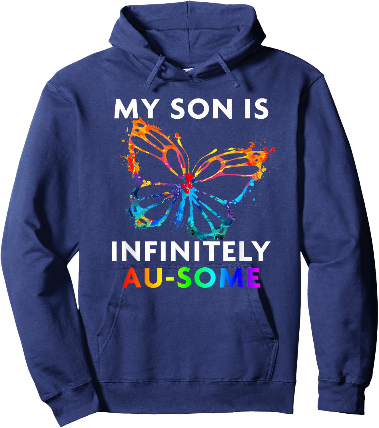 Red Instead Autism - My Son is AU-SOME Butterfly Hoodie - Hoodie | Navy