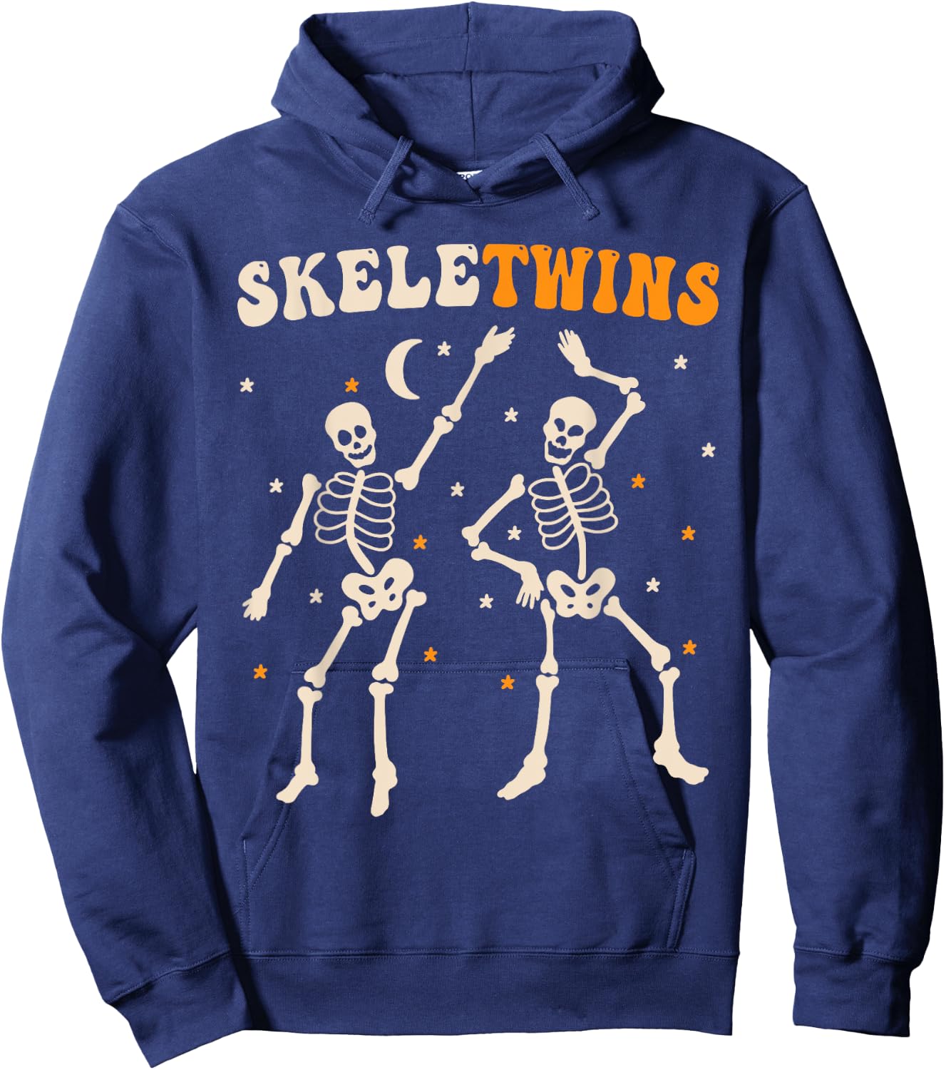Skeletwins Twins Halloween Matching Funny Dancing Skeletons Hoodie - Hoodie | Navy