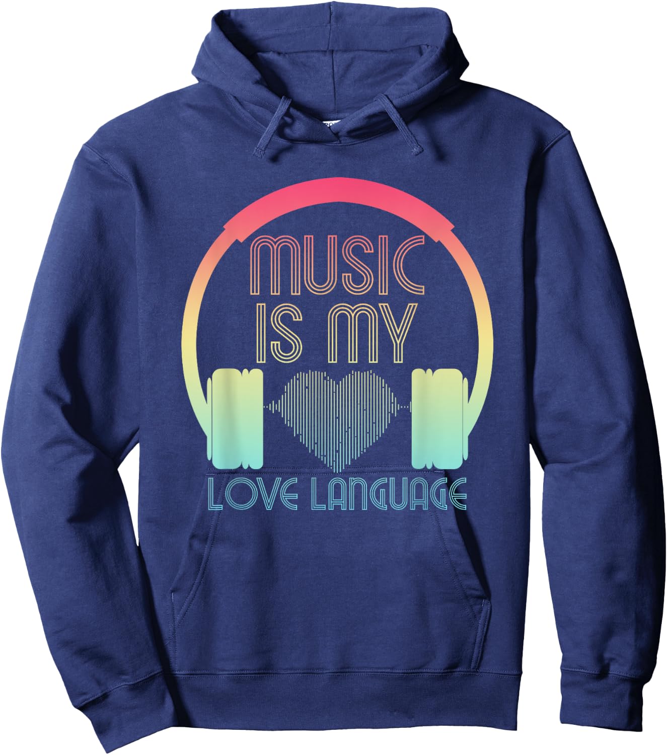 Music is my Love Language Cute Heart Waves for Music Lover Hoodie - Hoodie | Navy