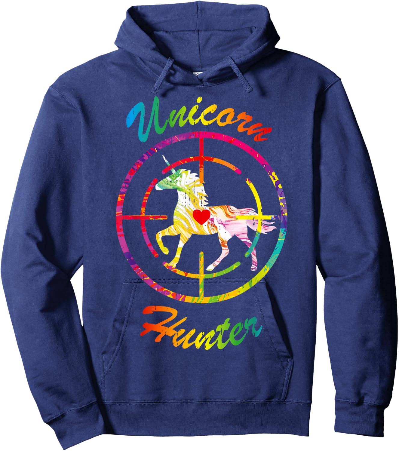 Unicorn Hunter Boys Rainbow Horse Humor Hate Unicorns Hoodie - Hoodie | Navy
