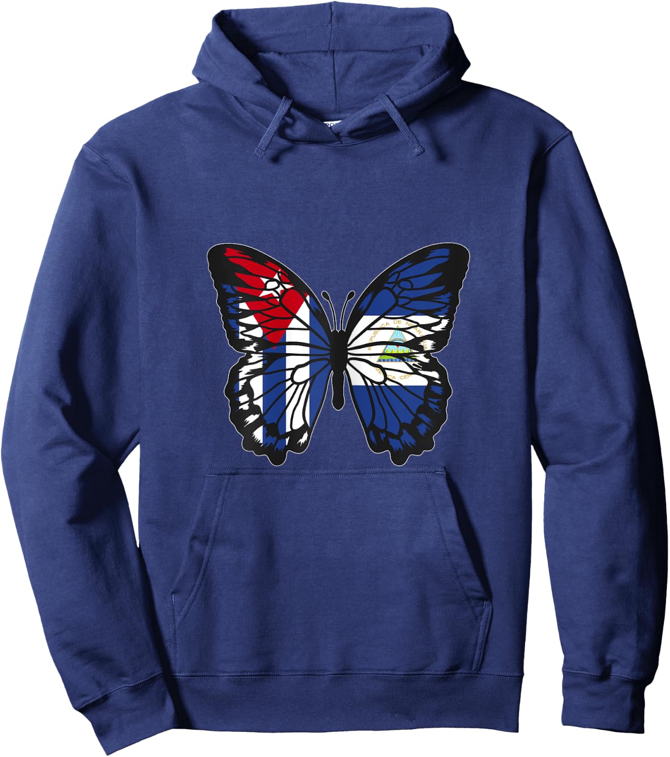 Cuba and Nicaragua Mix Butterfly Half Cuban half Nicaraguan Hoodie - Hoodie | Navy