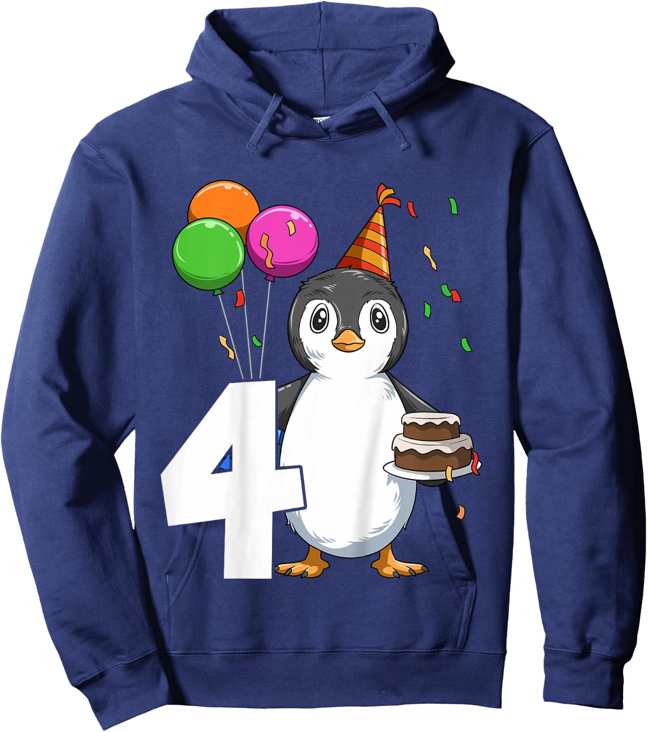 Penguin Birthday 4 Penguin 4th Birthday Outfit Penguin Party Hoodie - Hoodie | Navy