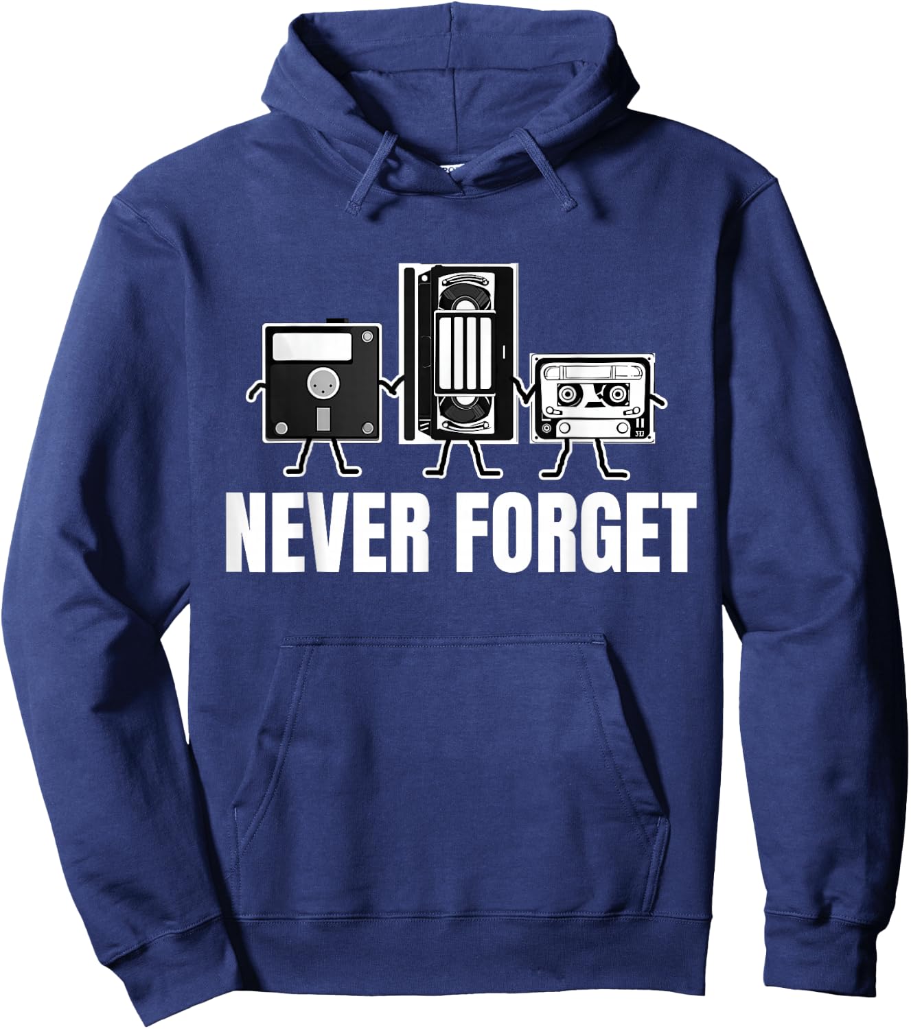 Never Forget Cassette Tape VHS Gamer Meme Funny Hoodie - Hoodie | Navy