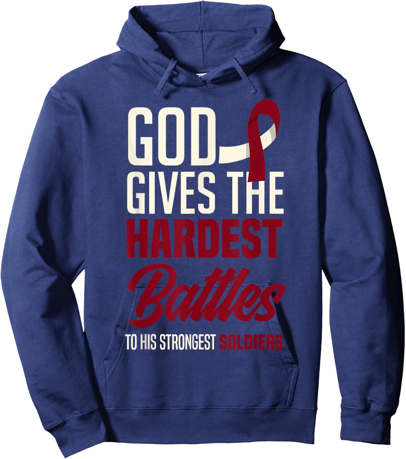 God Gives The Hardest Battles Oral Head Neck Cancer Warrior Hoodie - Hoodie | Navy