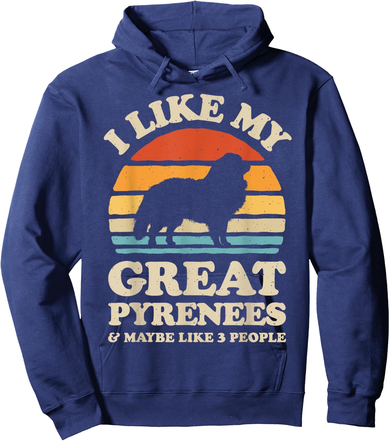 I Like My Great Pyrenees Pyrenean Mountain Dog Lover Retro Women Kids Hoodie - Hoodie | Navy