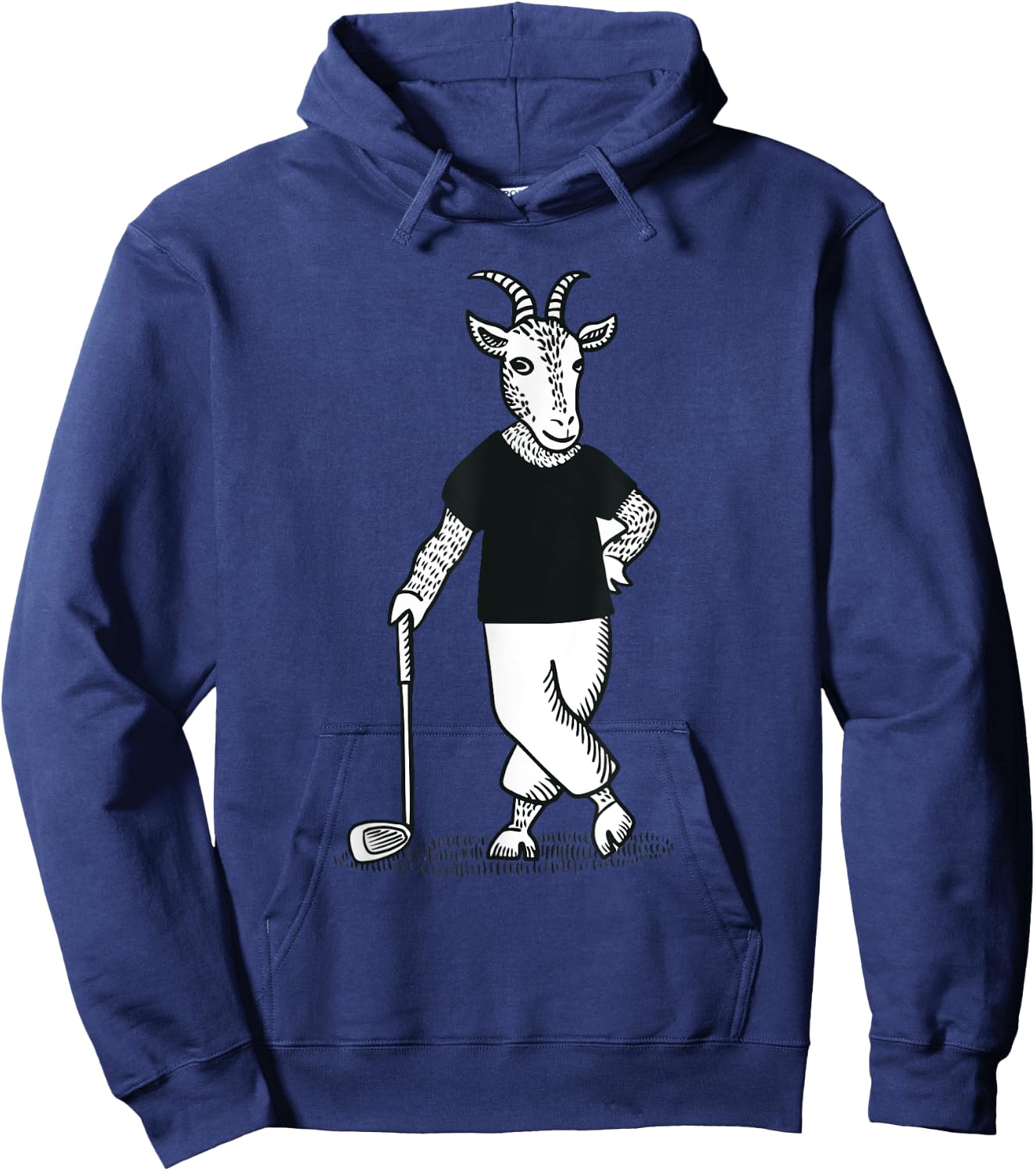 Goat Playing Golf Funny Animal Golfer Golf Club Lawn Golfing Hoodie - Hoodie | Navy