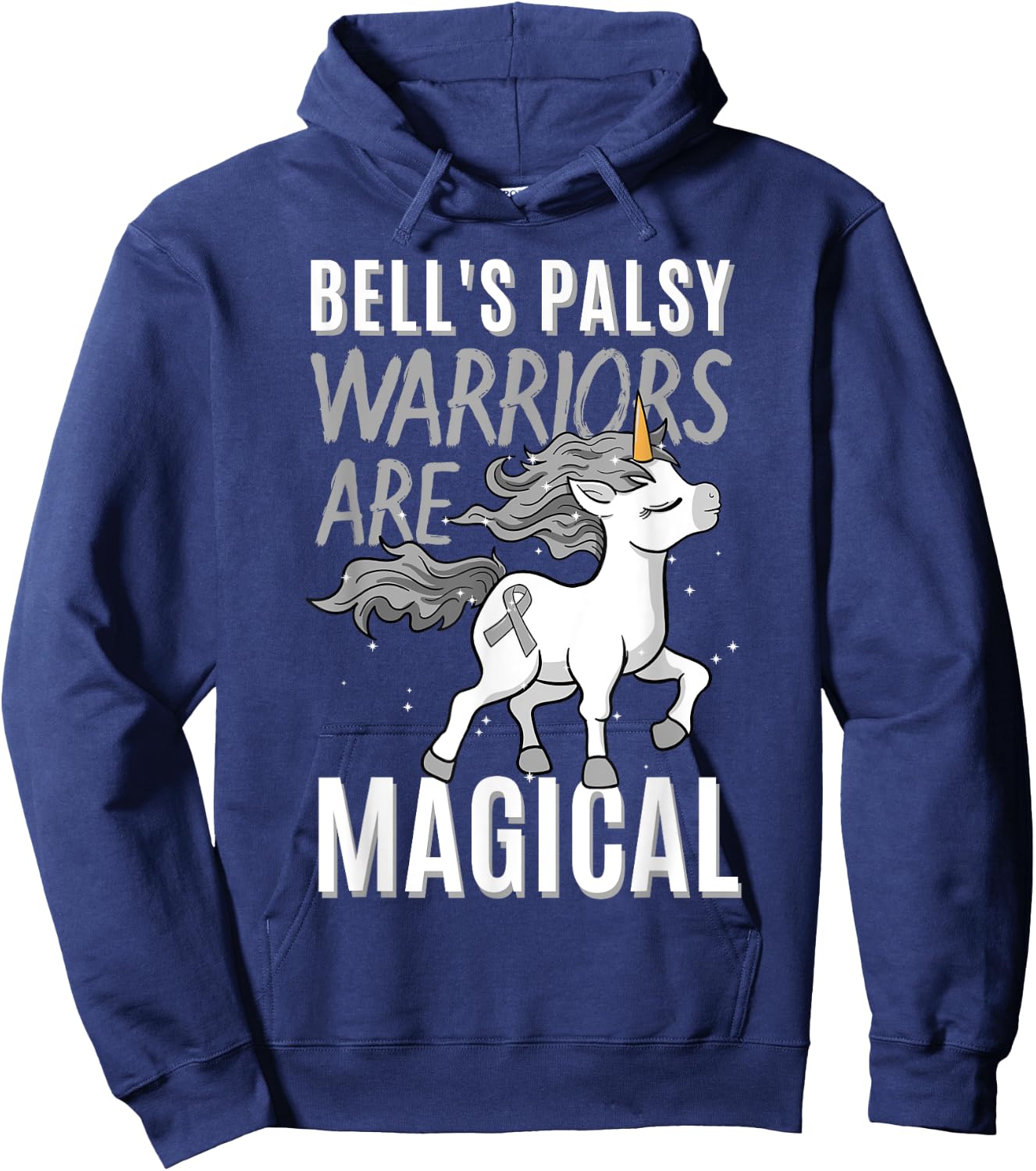 Bell's Palsy Warrior Idiopathic Facial Paralysis Unicorn Hoodie - Hoodie | Navy