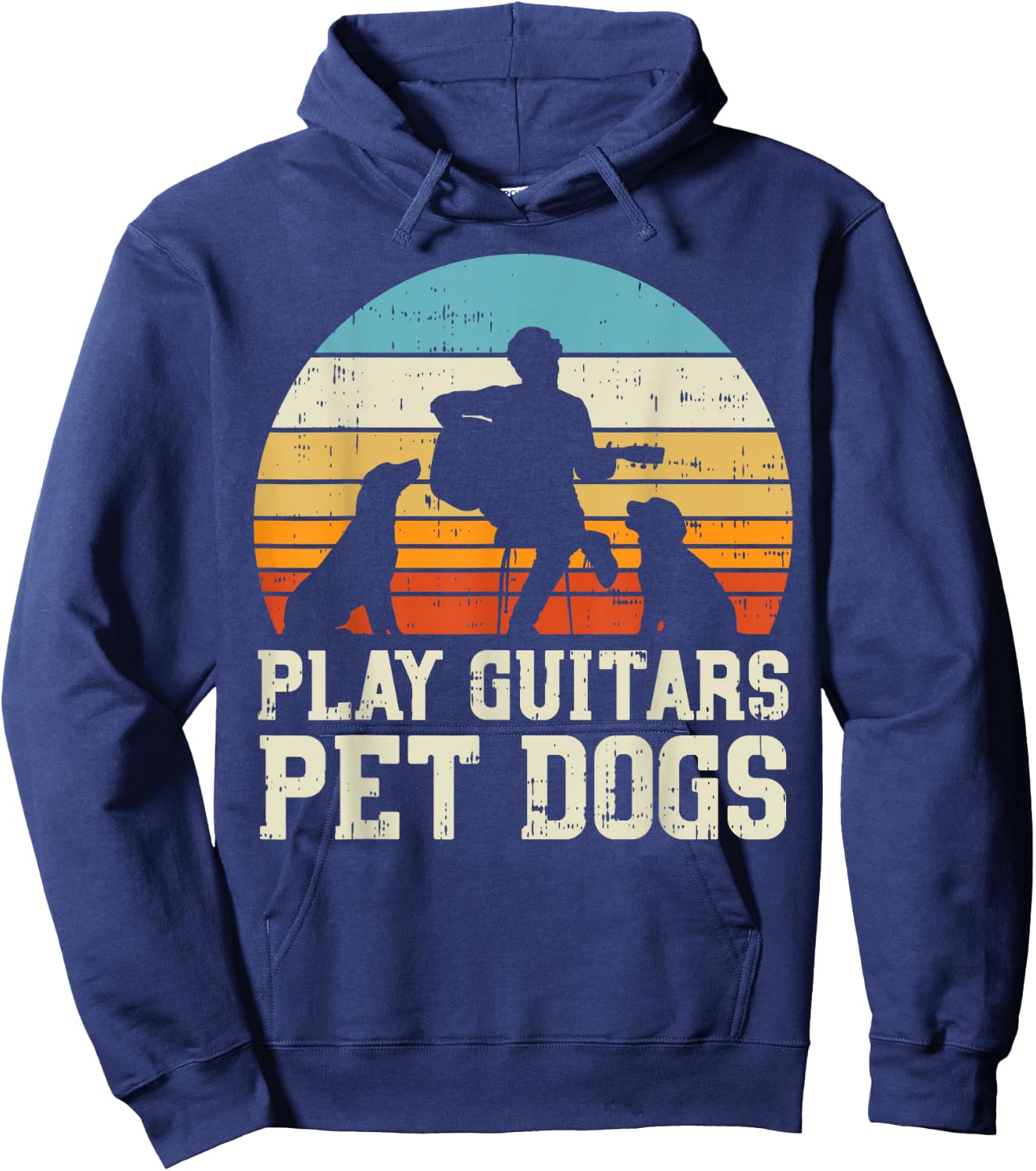 Play Guitars Pet Dog Retro Music Guitarist Animal Lover Gift Hoodie - Hoodie | Navy