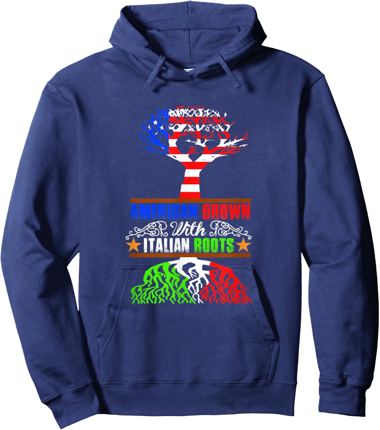 American Grown with Italian Roots Hoodie - Hoodie | Navy